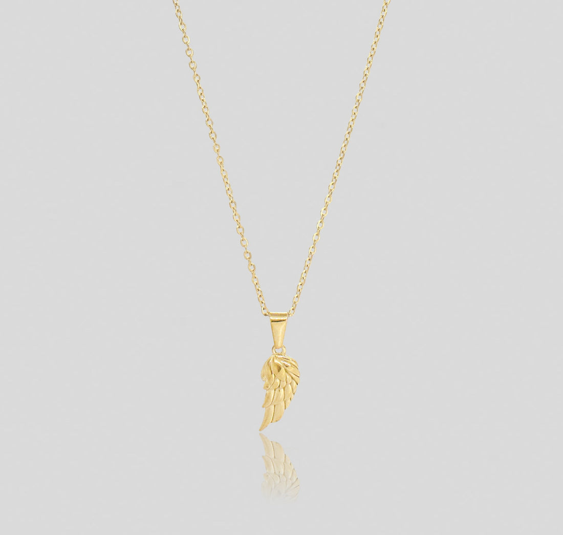 gold angel wing pendant necklace mens waterproof jewelry