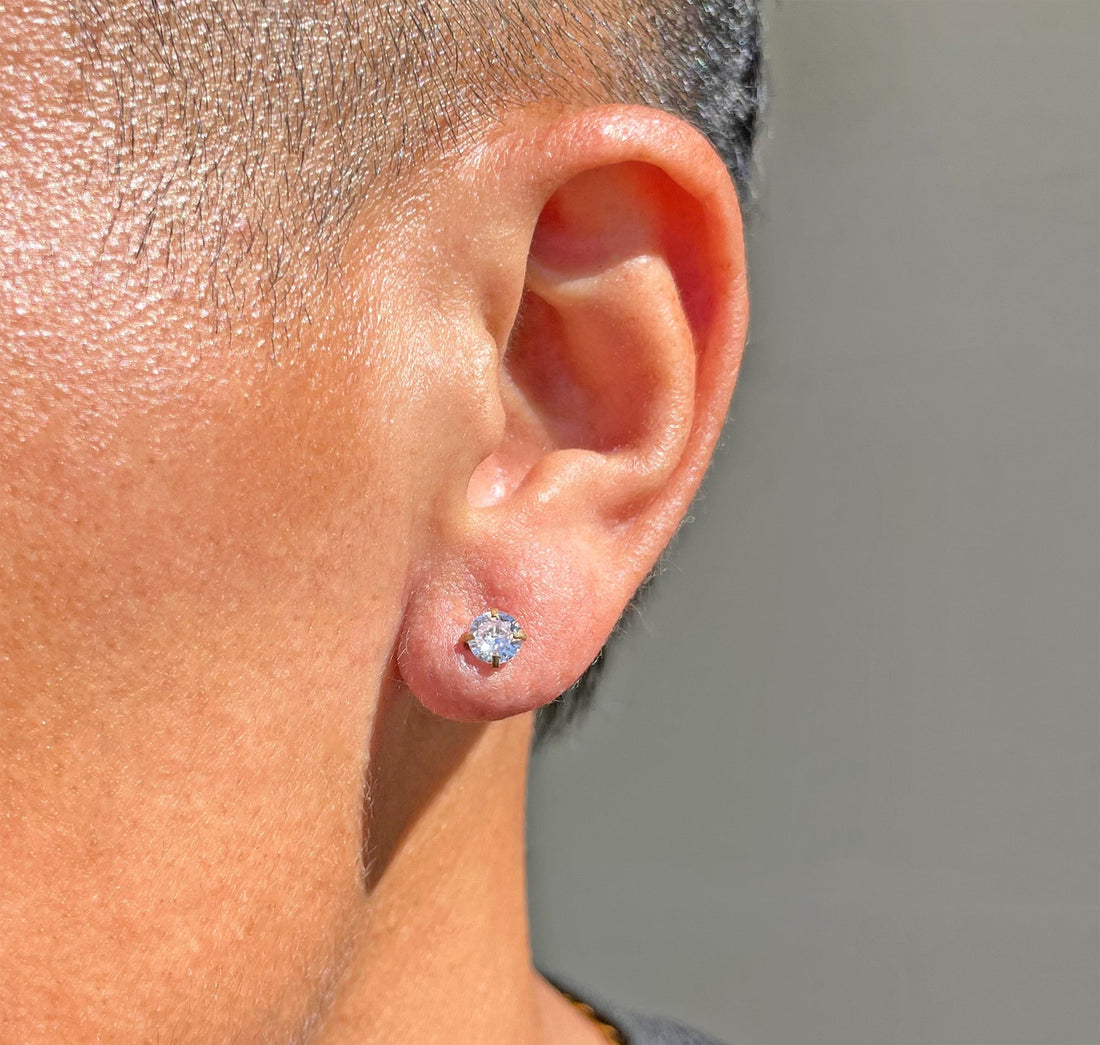 gold diamond stud mens waterproof jewelry