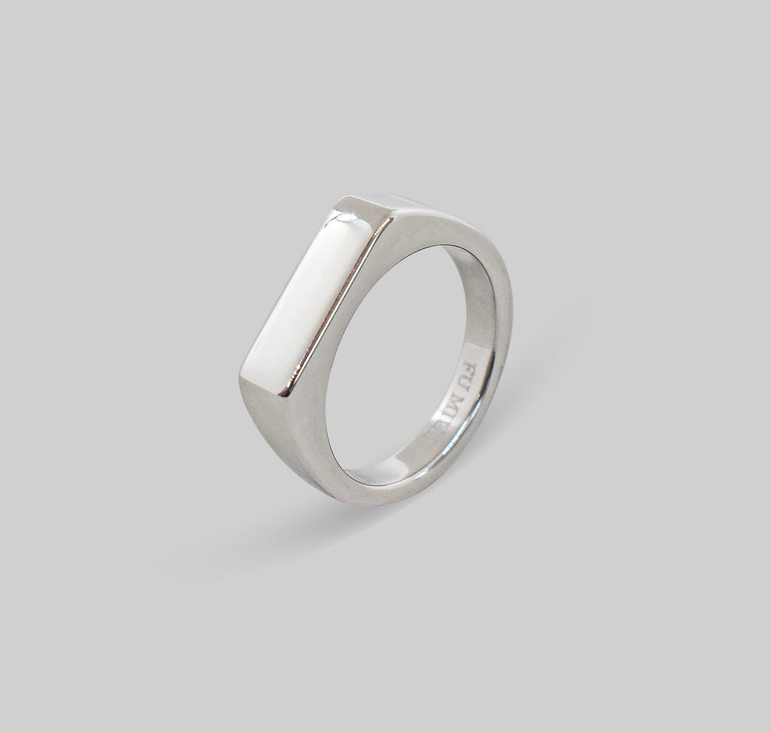 silver bar ring mens waterproof jewelry