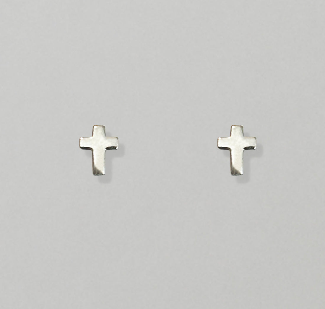 silver cross stud earrings mens waterproof jewelry