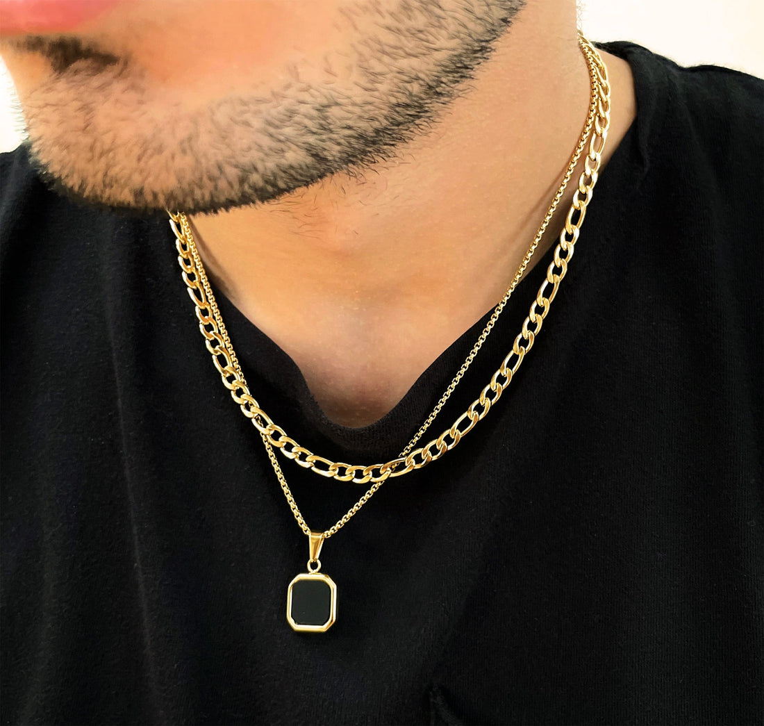 gold figaro chain necklace mens waterproof jewelry