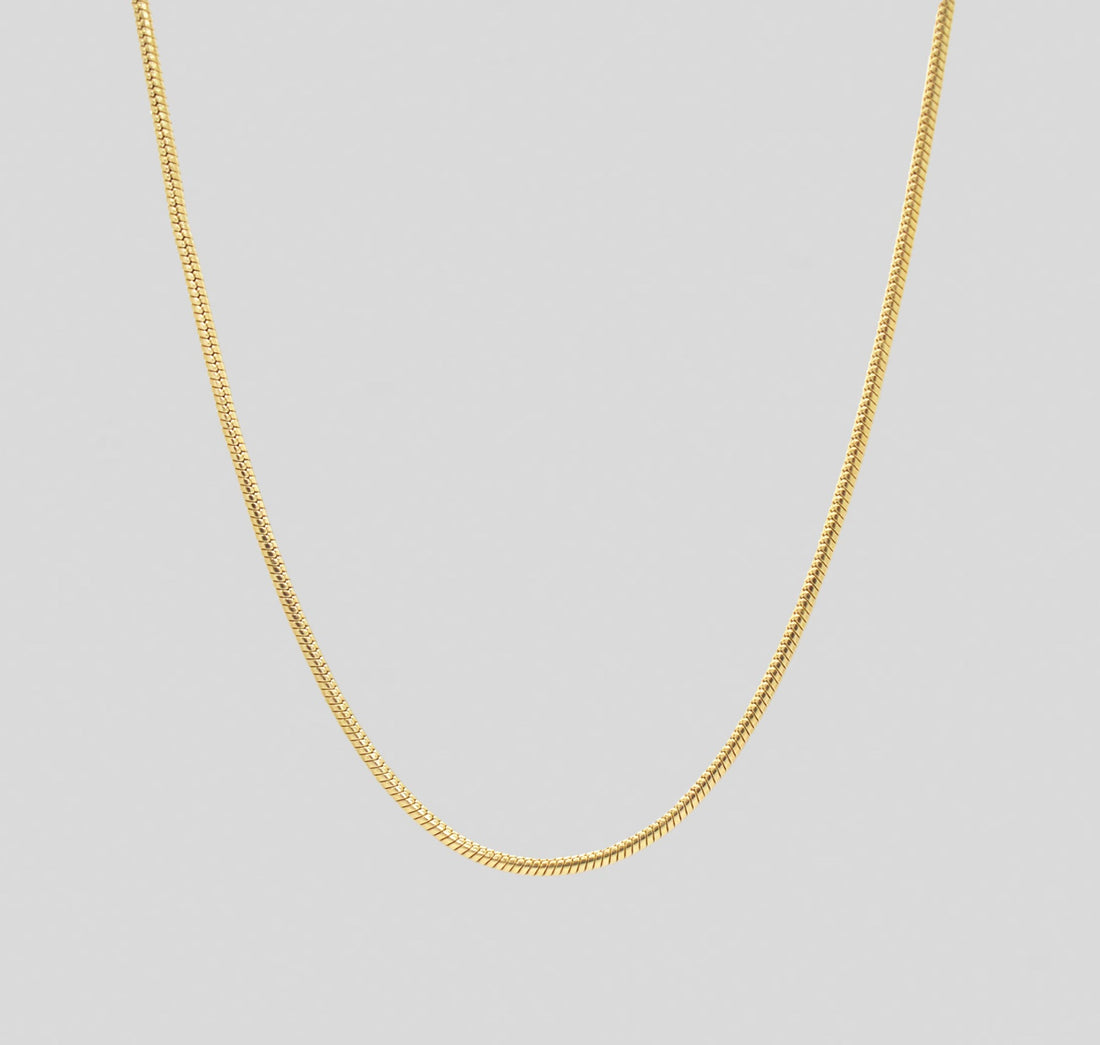 gold round snake chain necklace mens waterproof jewelry