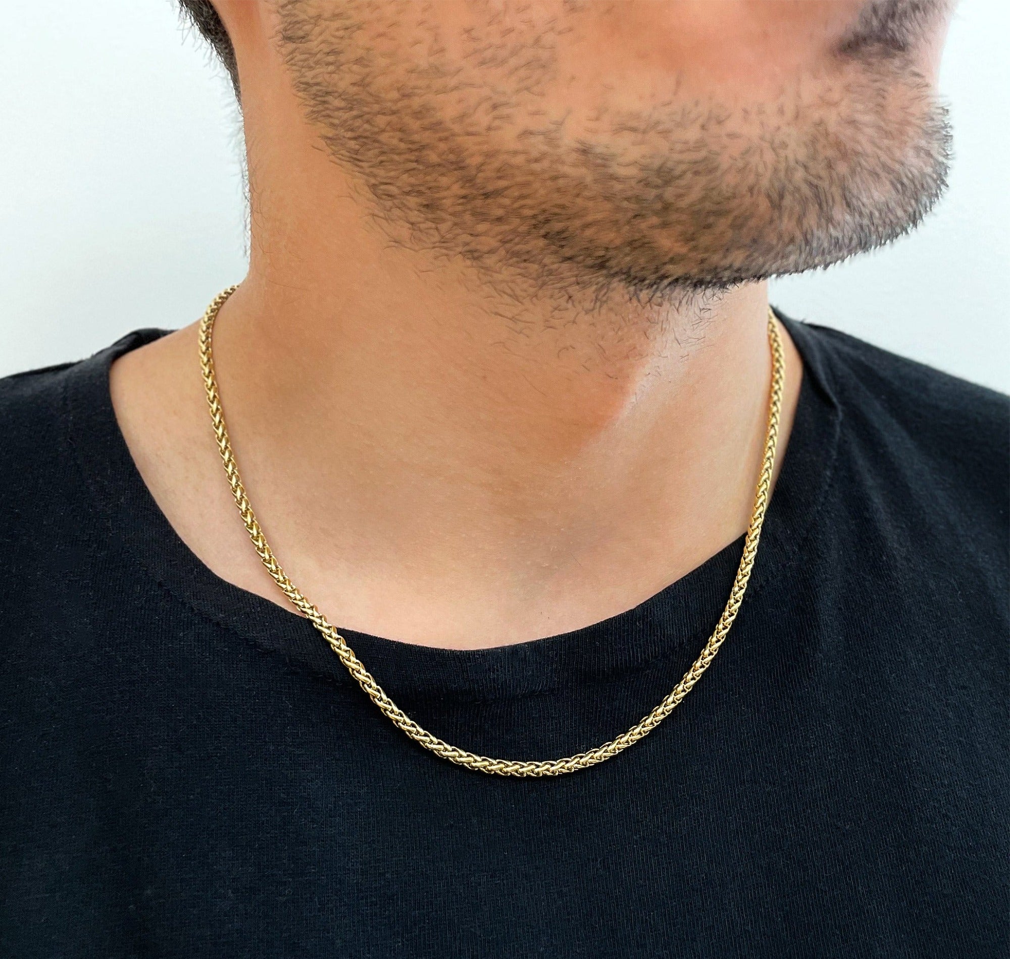 Men's Wheat Chain Necklace in Black Ion-Plated - China Wholesale Chain and  Titanium Chain Manufacturer price | Made-in-China.com
