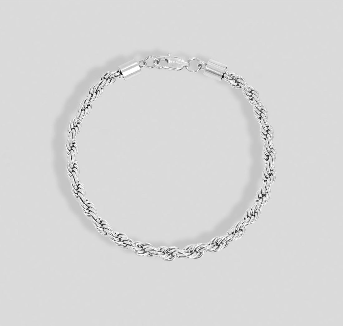 silver rope chain bracelet mens waterproof jewelry