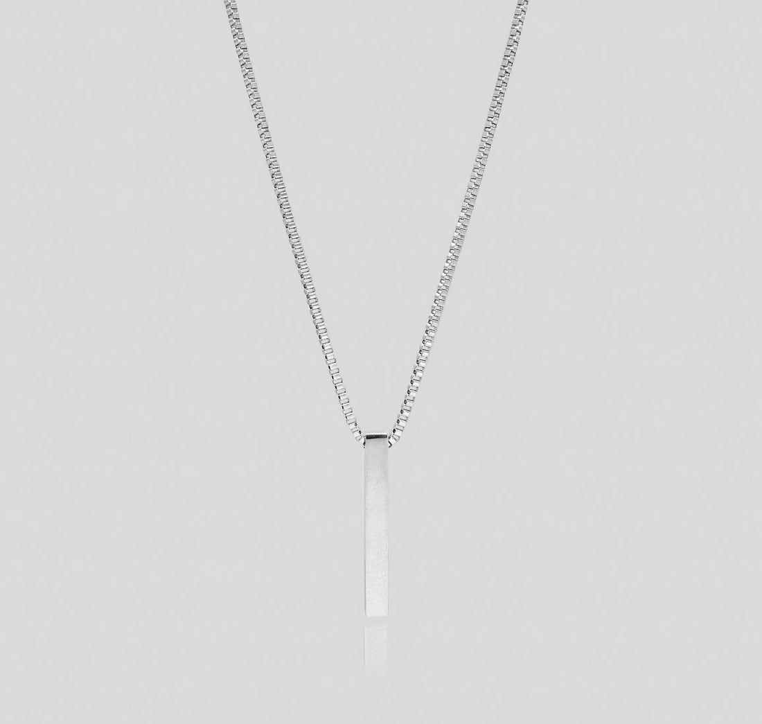 silver bar pendant necklace mens waterproof jewelry