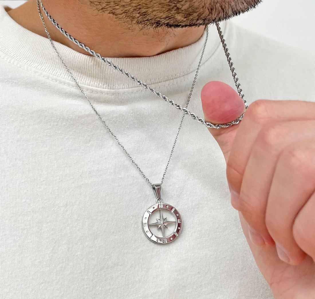 silver rope chain necklace mens waterproof jewelry