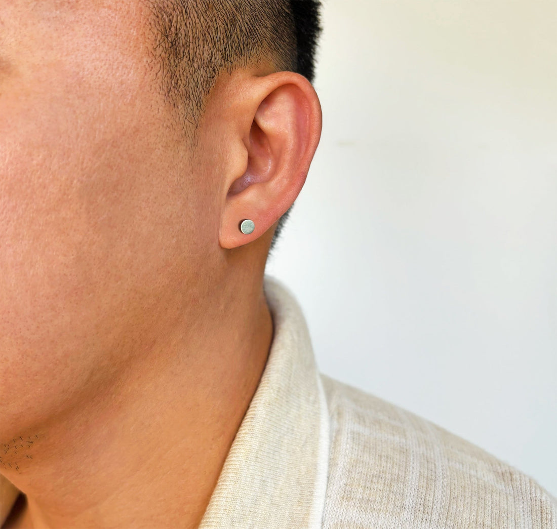 Silver Dot Earring Mens Waterproof Jewelry