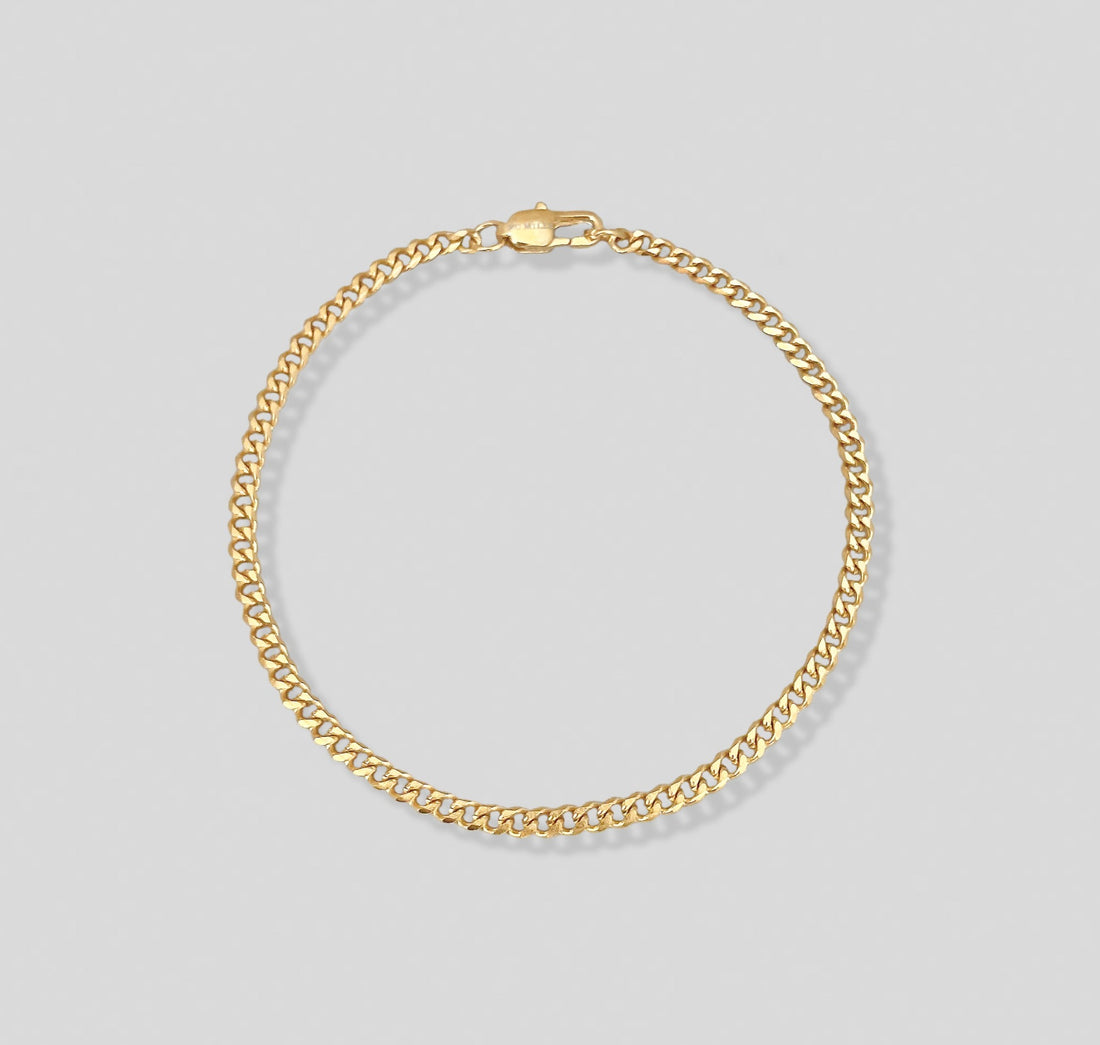 thin gold curb chain bracelet mens waterproof jewelry